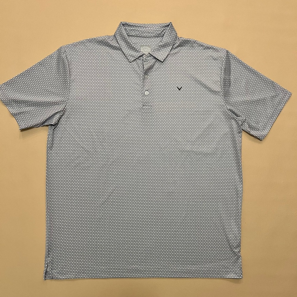 Callaway Golf Polo Shirt Opti-Dri Mens XL Gray Print Short Sleeve